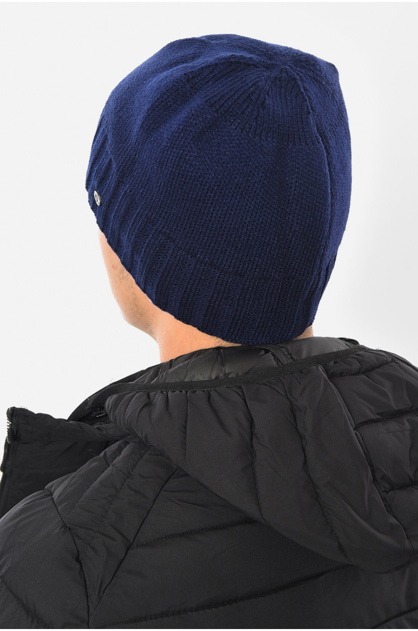 Шапка чоловіча на флісі синього кольору 193763
