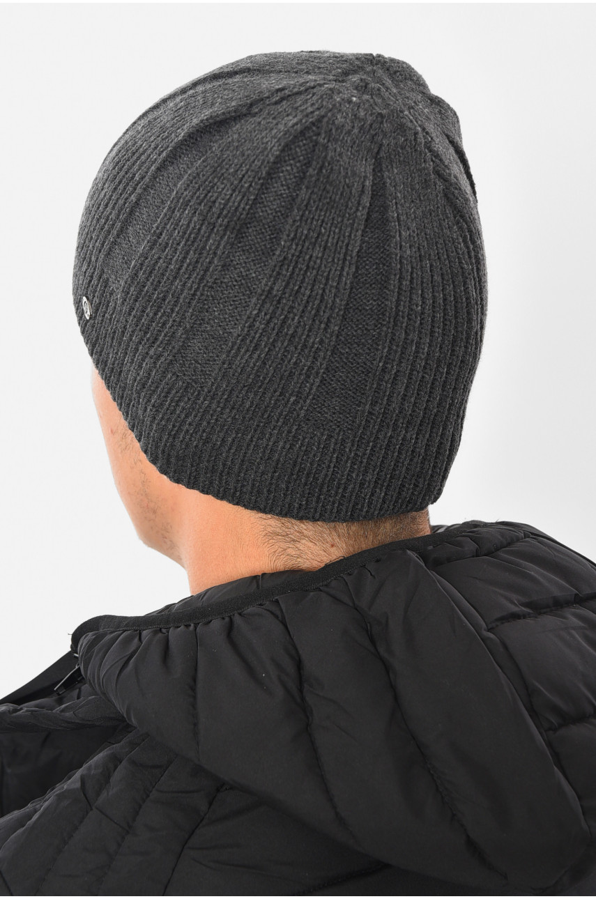 Шапка чоловіча на флісі темно-сірого кольору 193766
