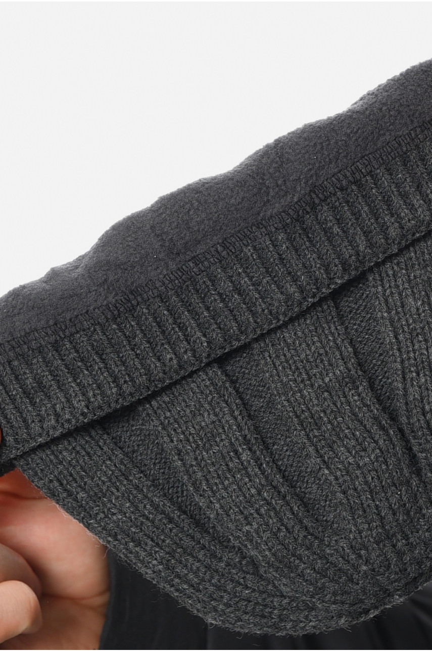 Шапка мужская на флисе темно-серого цвета 193766 Шапка мужская на флисе темно-серого цвета 193766