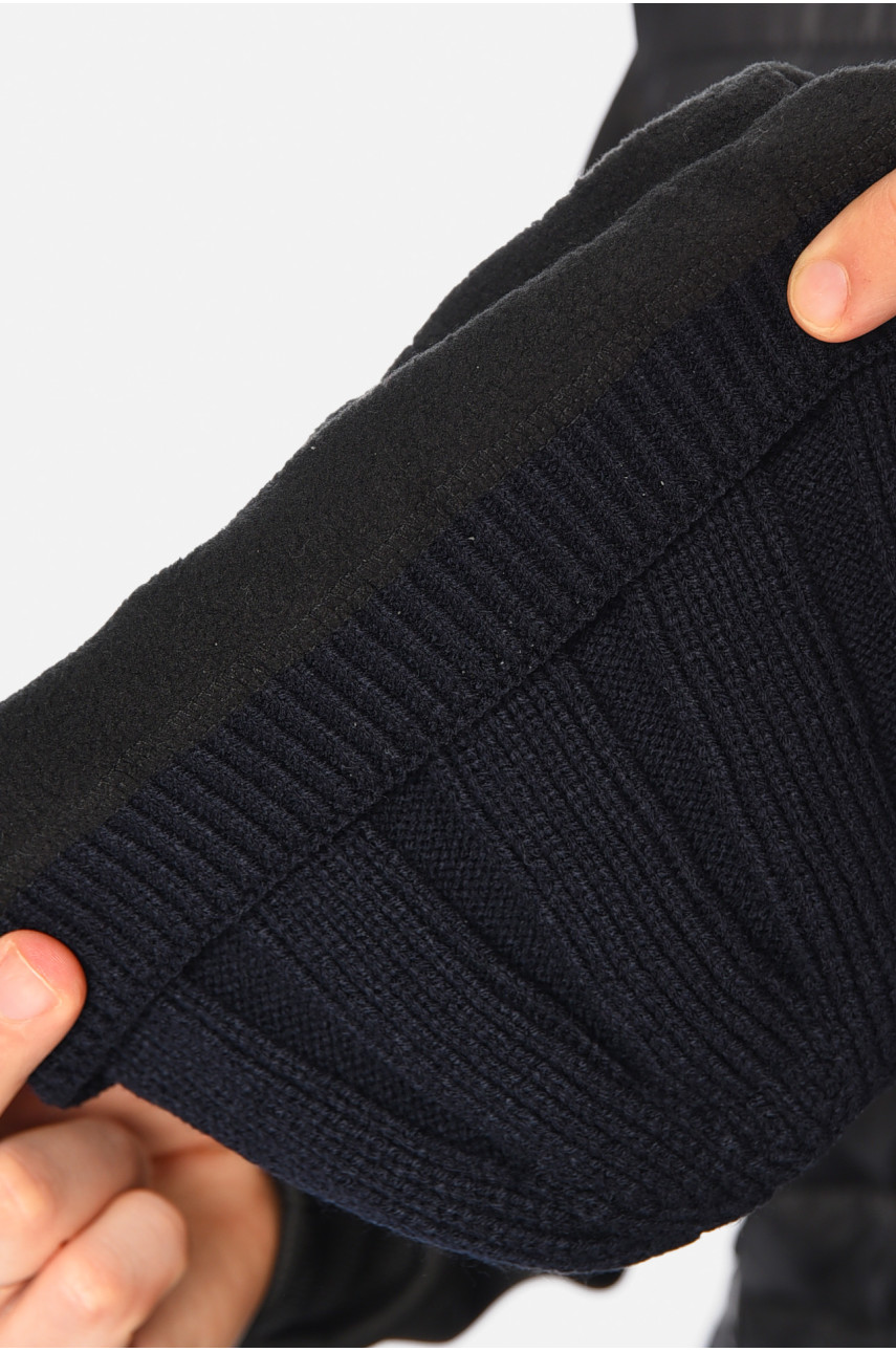 Шапка мужская на флисе темно-синего цвета 193767