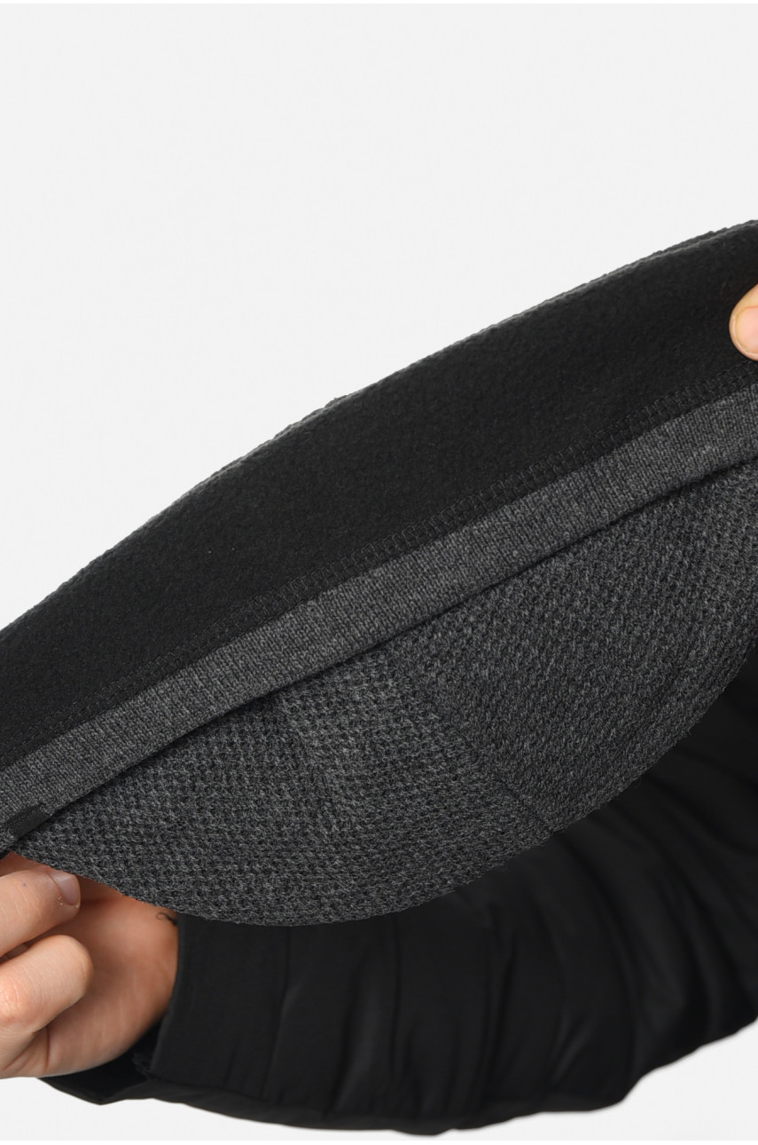 Шапка мужская на флисе темно-серого цвета 193777 Шапка мужская на флисе темно-серого цвета 193777