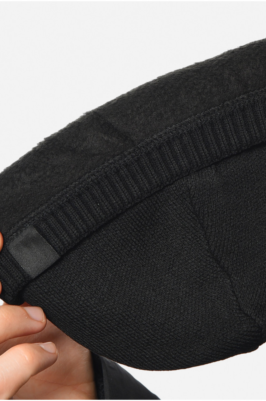 Шапка чоловіча на флісі чорного кольору 193787