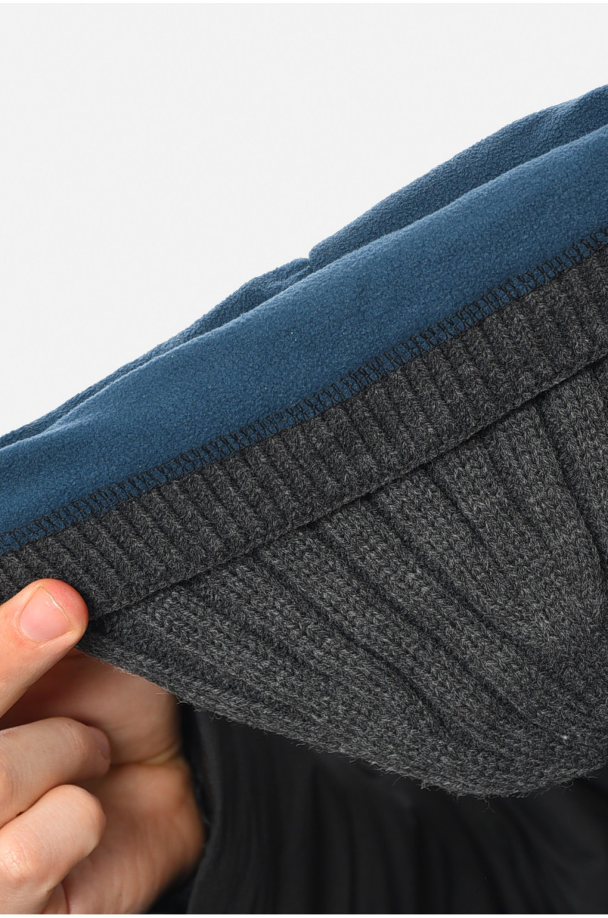 Шапка чоловіча на флісі сірого кольору 193794 Шапка чоловіча на флісі сірого кольору 193794