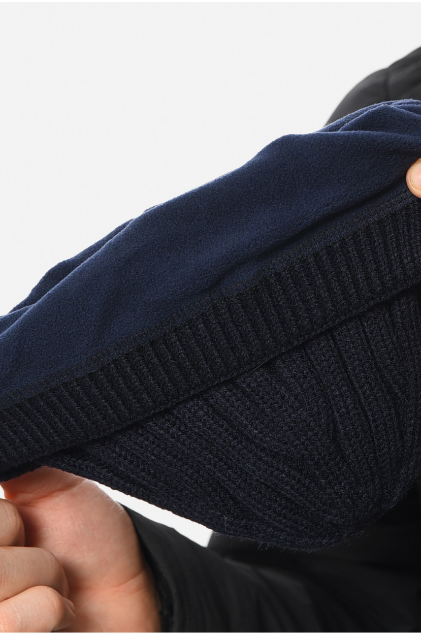 Шапка чоловіча на флісі темно-синього кольору 193795