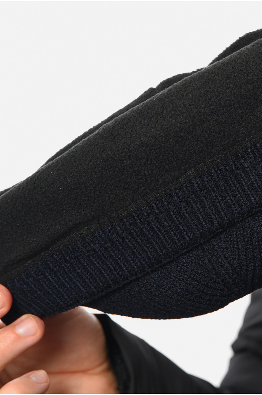 Шапка мужская на флисе темно-синего цвета 193804