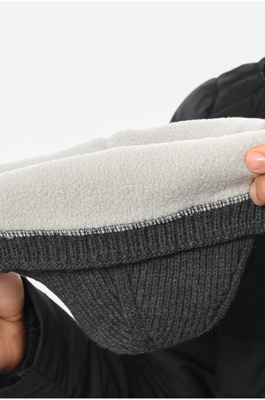 Шапка мужская на флисе темно-серого цвета 193810 Шапка мужская на флисе темно-серого цвета 193810