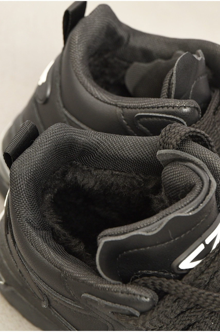 Кросівки жіночі зимові чорного кольору на шнурівці 107-5 193844