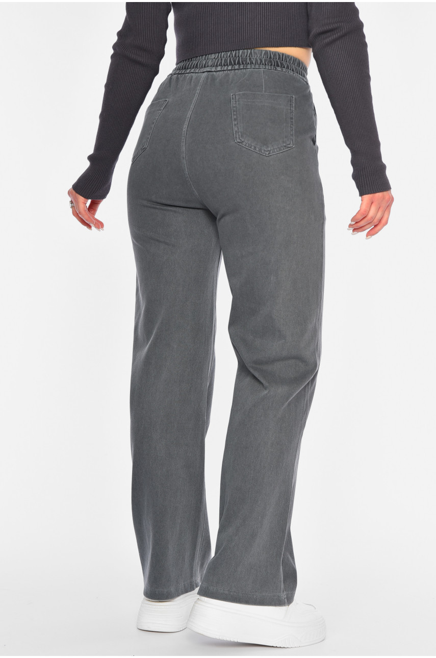 Джинси жіночі прямі однотонні темно-сірого кольору 570-4 193875