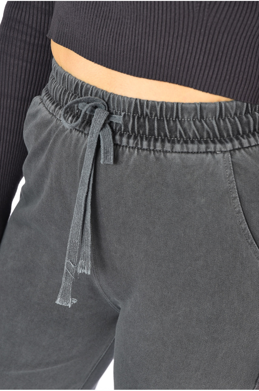 Джинси жіночі прямі однотонні темно-сірого кольору 570-4 193875