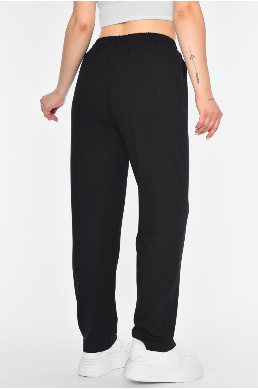 Спортивые штаны женские полубатальные черного цвета 9652-12 193882 Спортивые штаны женские полубатальные черного цвета 9652-12 193882