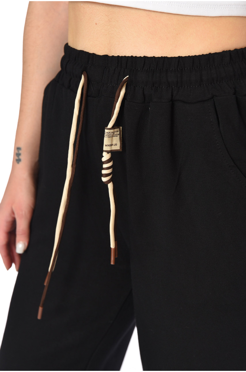 Спортивые штаны женские полубатальные черного цвета 9652-12 193882 Спортивые штаны женские полубатальные черного цвета 9652-12 193882