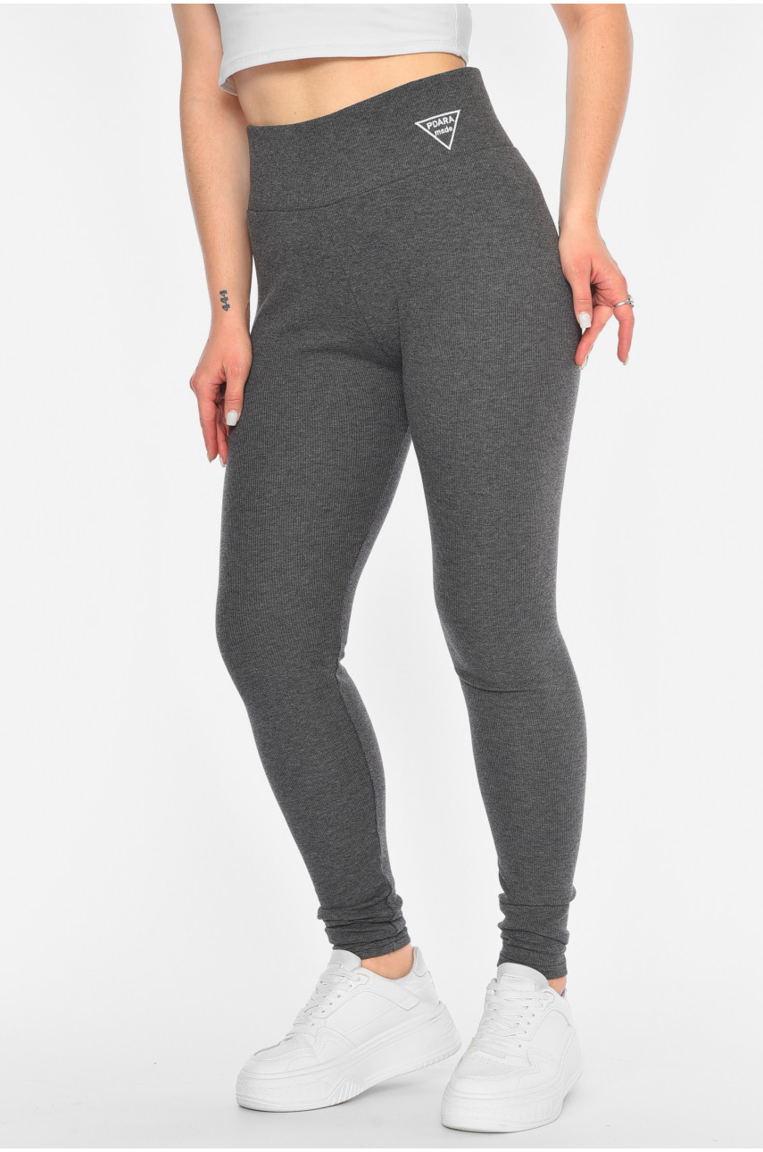 Лосины женские трикотажные полубатальные темно-серого цвета 5062-4 193889