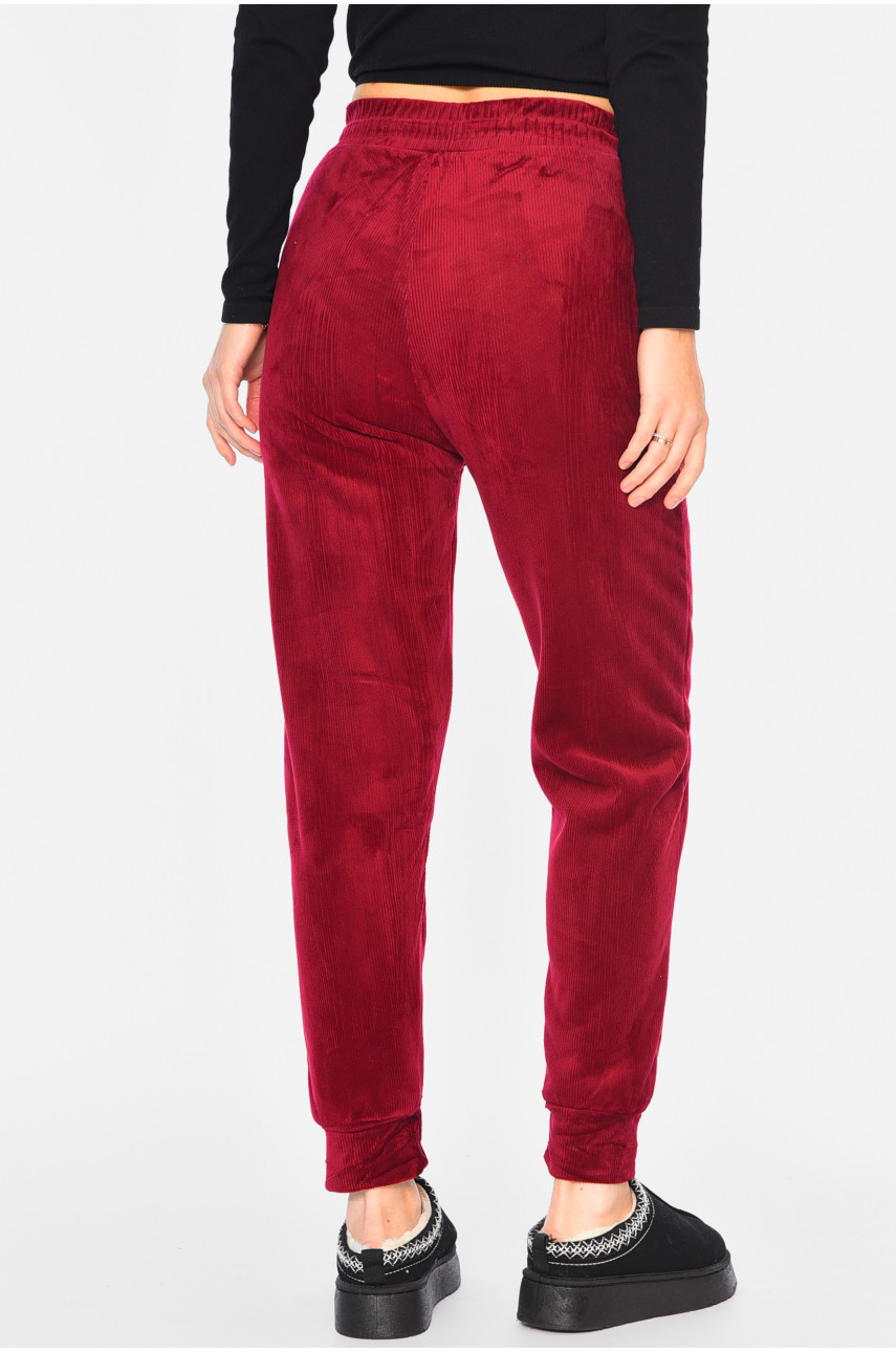 Спортивні штани жіночі на хутрі бордового кольору С-105 193946