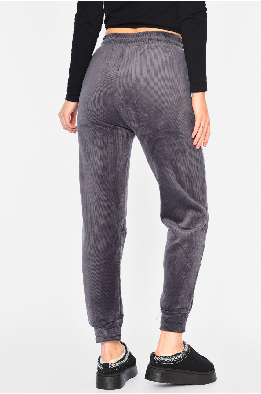 Спортивные штаны женские на меху серого цвета С-105 193947 Спортивные штаны женские на меху серого цвета С-105 193947