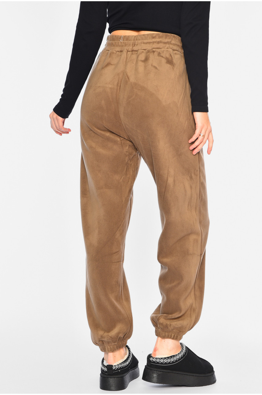 Спортивные штаны женские на меху коричнивого цвета С-202 193953