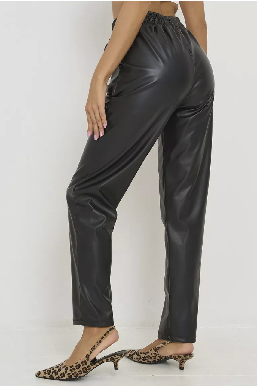 Штаны женские с эко кожы черного цвета 9005 193964