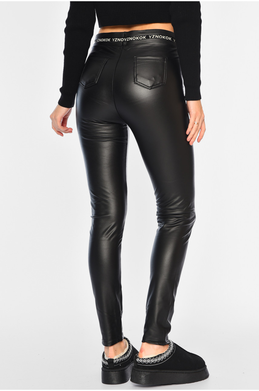 Лосини женские с эко-кожи черного цвета 252 193972