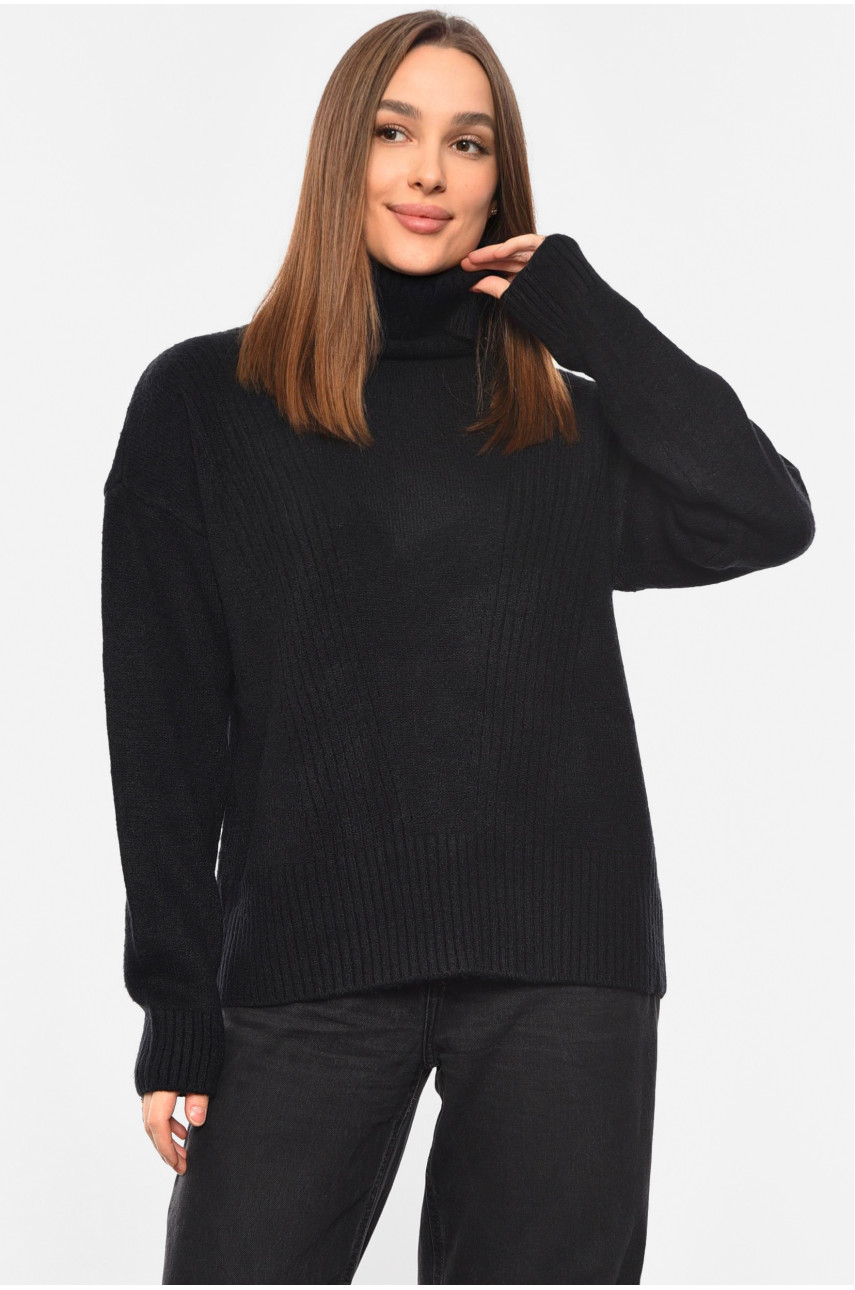 Светр жіночий ангора напівбатальний чорного кольору 2050 193996