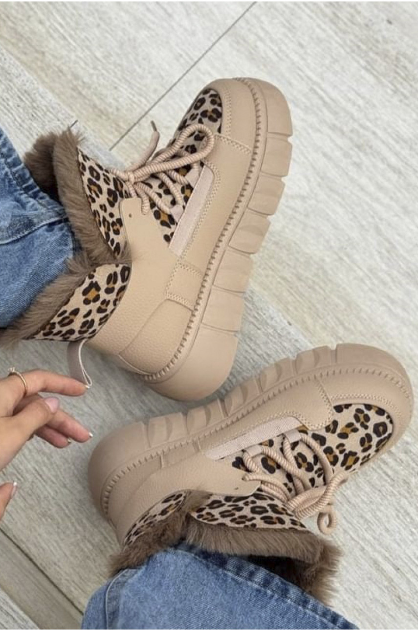 Ботинки женские зимние бежевого цвета на меху 140-3 194007