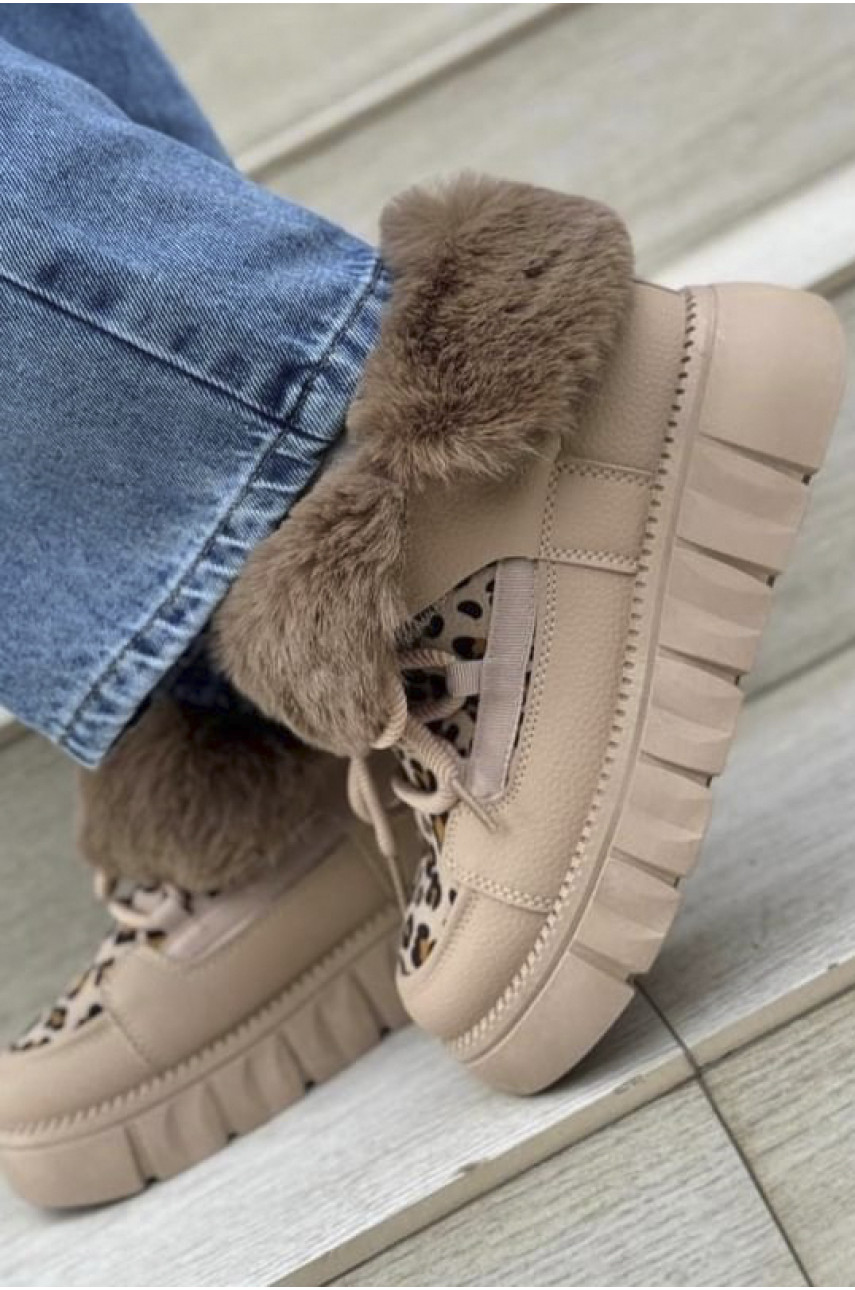 Ботинки женские зимние бежевого цвета на меху 140-3 194007 Ботинки женские зимние бежевого цвета на меху 140-3 194007