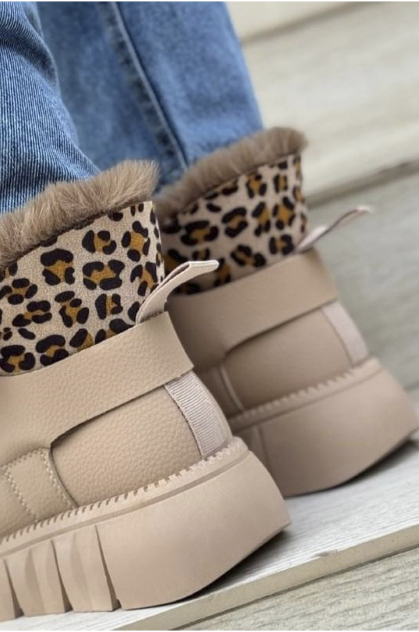 Ботинки женские зимние бежевого цвета на меху 140-3 194007 Ботинки женские зимние бежевого цвета на меху 140-3 194007