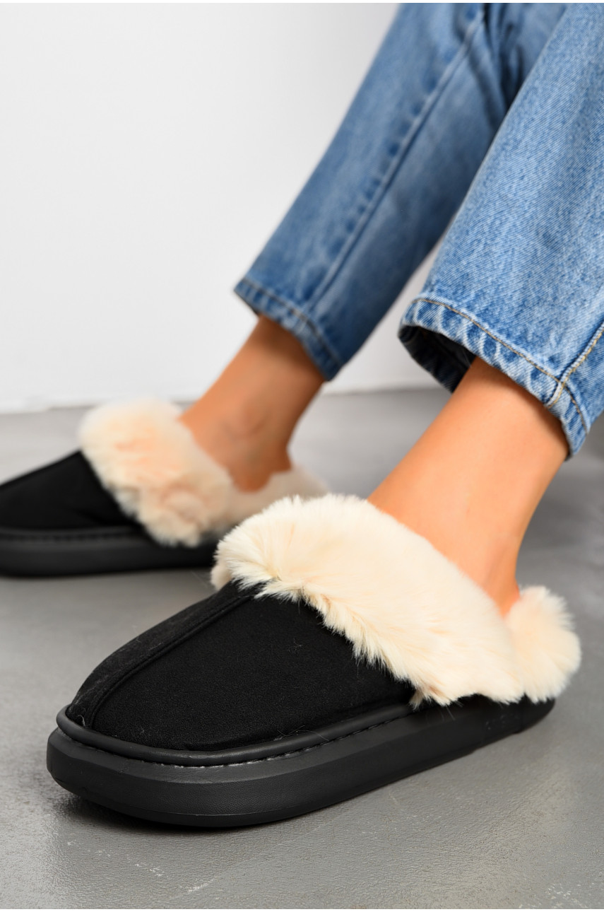 Тапочки-угги женские черного цвета искуственная замша 79 194012