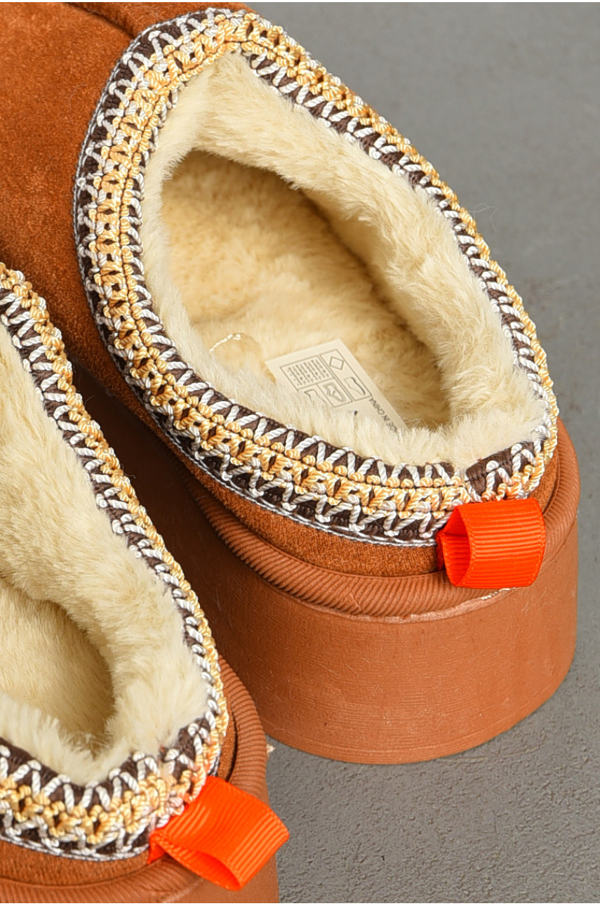 Тапочки-угги женские коричневого цвета искуственная замша 91 194015