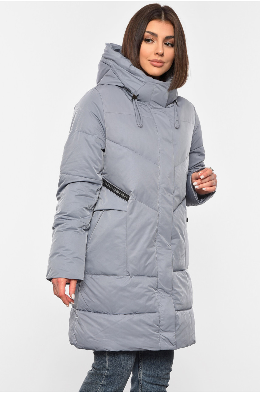 Куртка жіноча зимова сірого кольору 335 194026