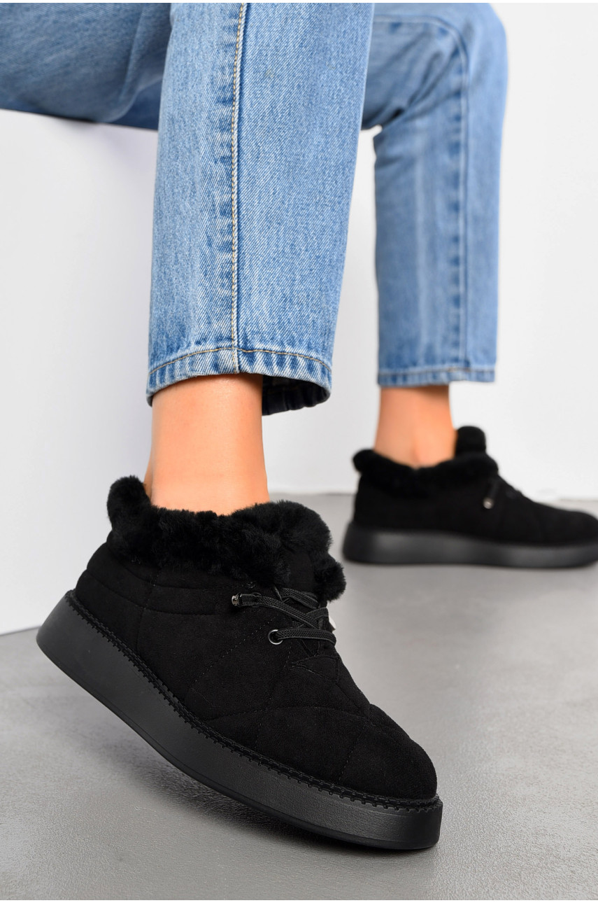 Туфлі-лофери жіночі на хутрі чорного кольору 1033-5 194036