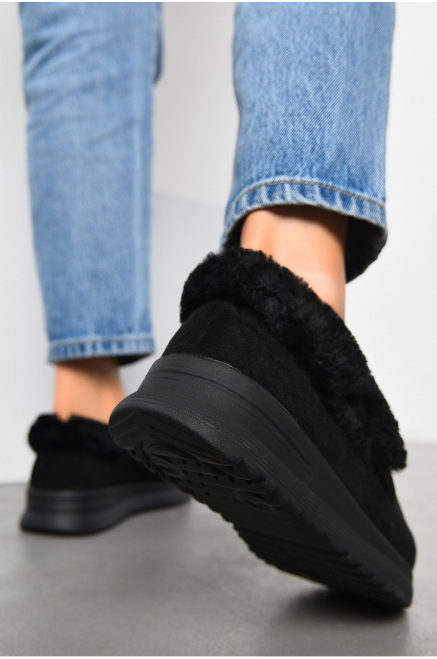Туфлі-лофери жіночі на хутрі чорного кольору 1030-5 194039