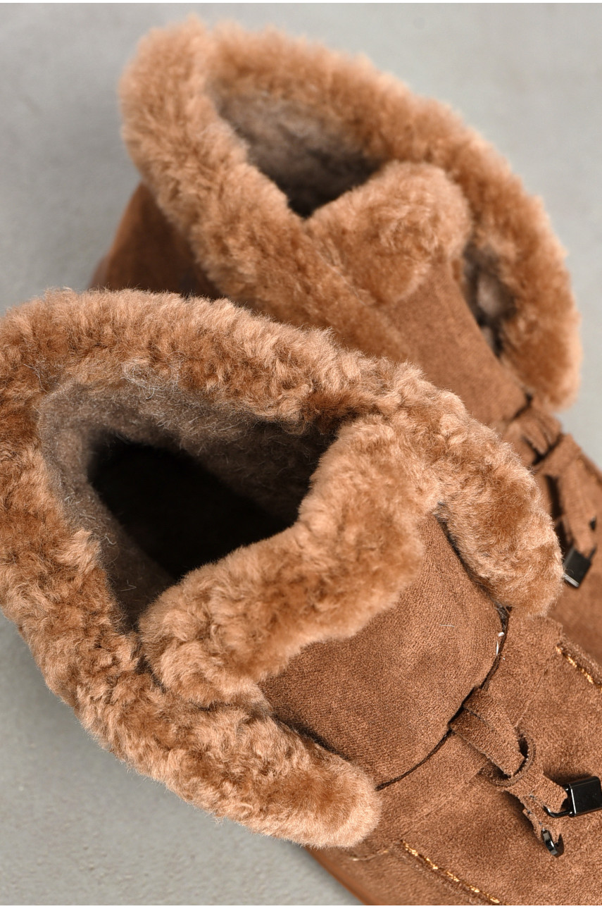 Туфлі-лофери жіночі на хутрі коричневого кольору 1006-7 194041 Туфлі-лофери жіночі на хутрі коричневого кольору 1006-7 194041