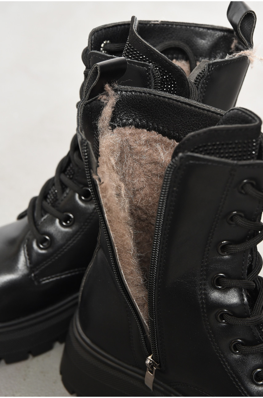 Ботинки женские зимние черного цвета 1029-1 194055 Ботинки женские зимние черного цвета 1029-1 194055