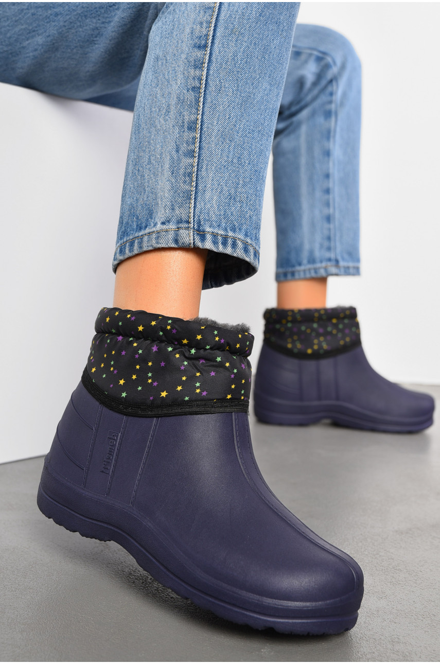 Дутики жіночі на хутрі темно-синього кольору 194065