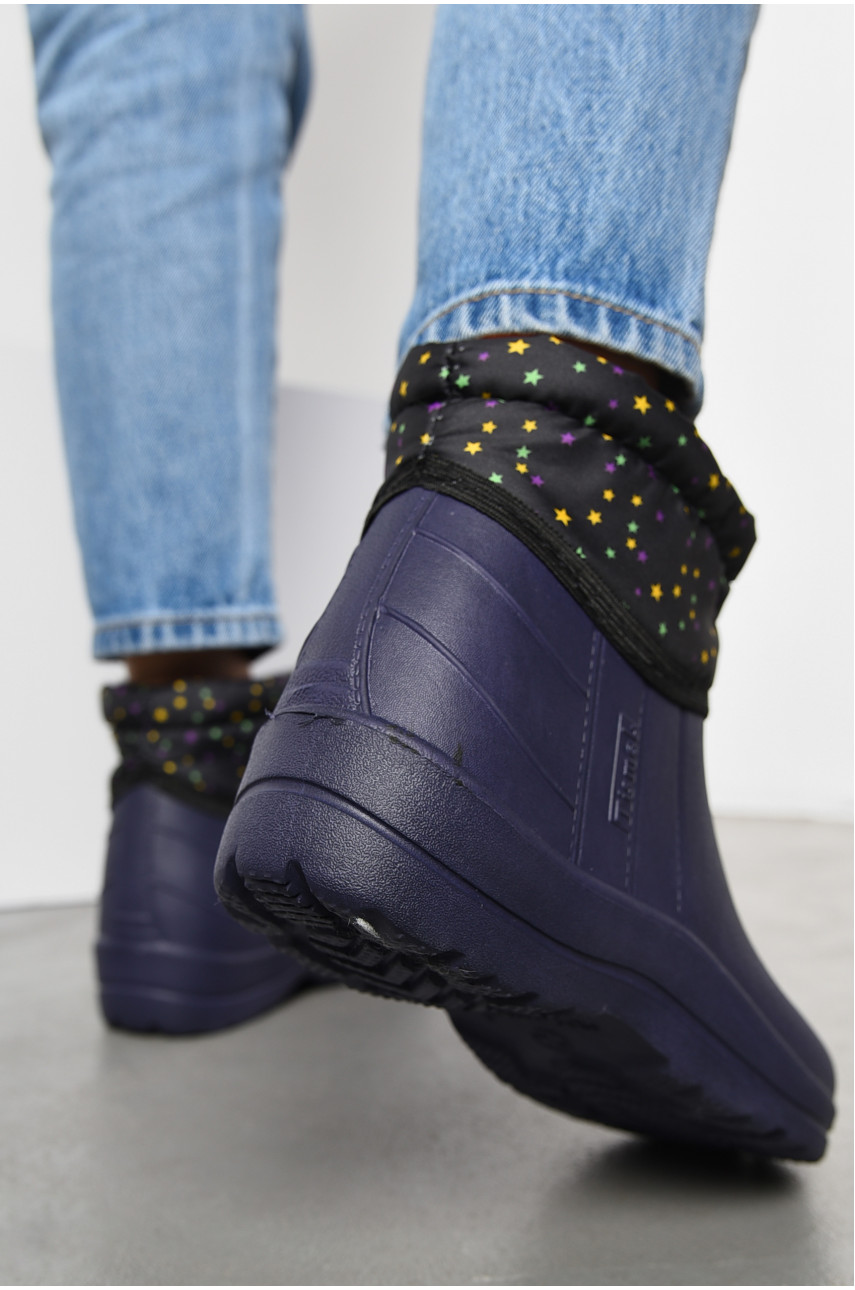 Дутики жіночі на хутрі темно-синього кольору 194065