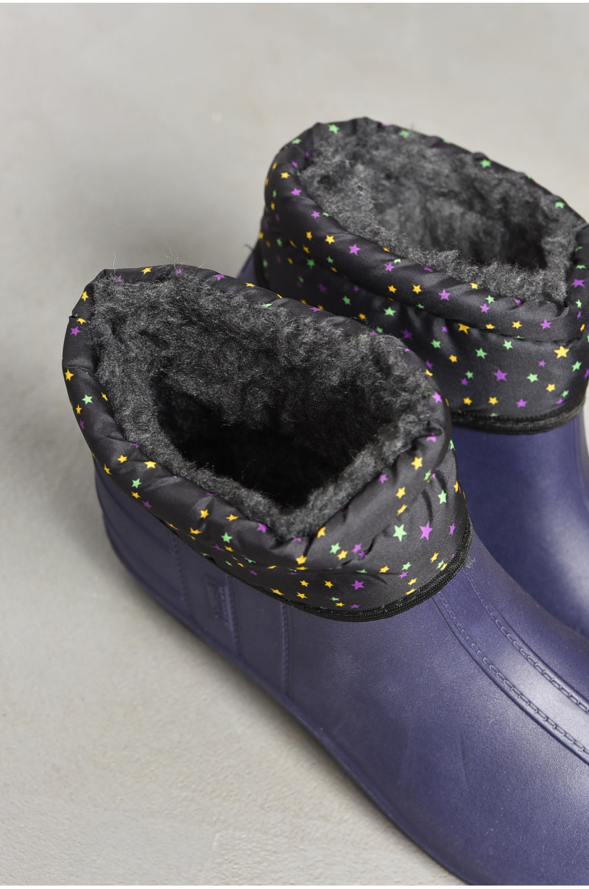 Дутики жіночі на хутрі темно-синього кольору 194065