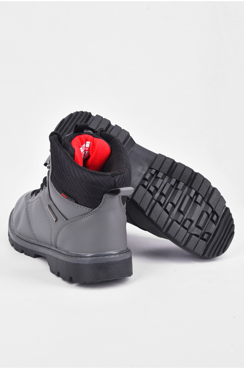 Ботинки подростковые зима серого цвета на шнуровке 9025в5 194069 Ботинки подростковые зима серого цвета на шнуровке 9025в5 194069