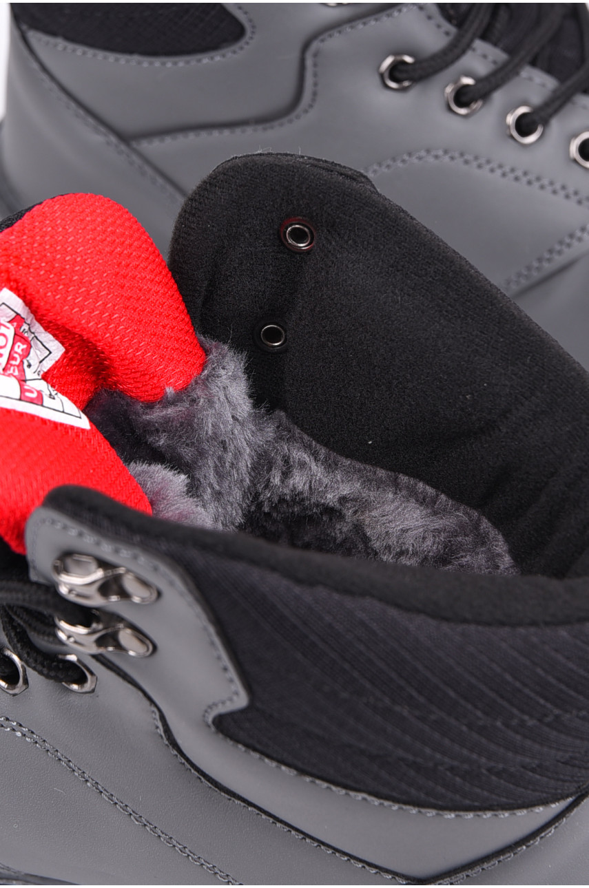 Ботинки подростковые зима серого цвета на шнуровке 9025в5 194069 Ботинки подростковые зима серого цвета на шнуровке 9025в5 194069