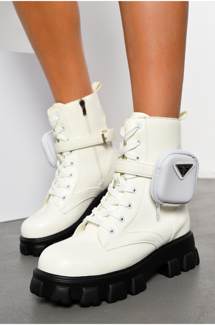 Черевики жіночі демісезонні білого кольору К6-7 194081 Черевики жіночі демісезонні білого кольору К6-7 194081