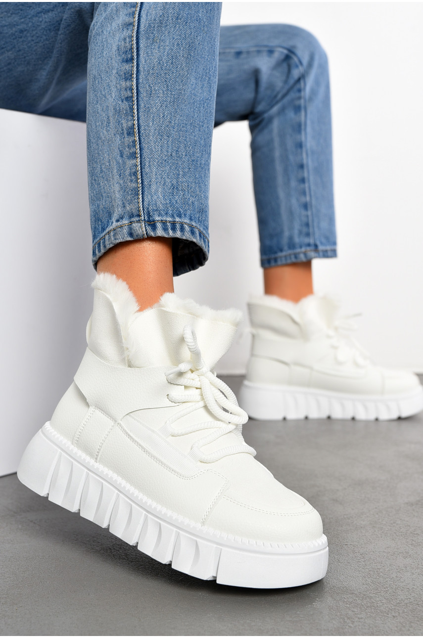 Ботинки женские зимние белого цвета на меху fc01-2 194114