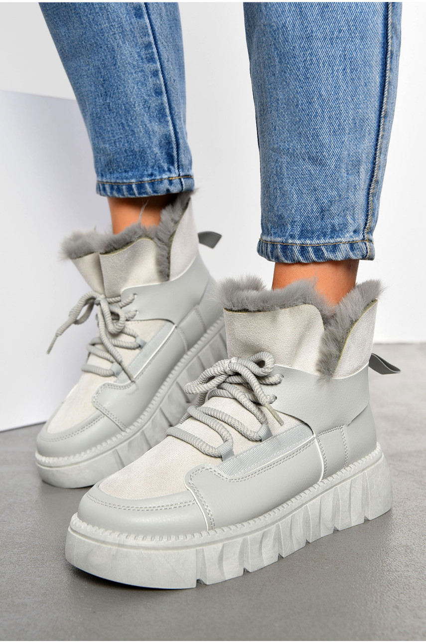 Ботинки женские зимние серого цвета на меху fc01-6 194116