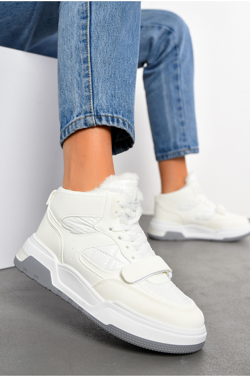 Ботинки женские зимние белого цвета на меху f25-1 194118