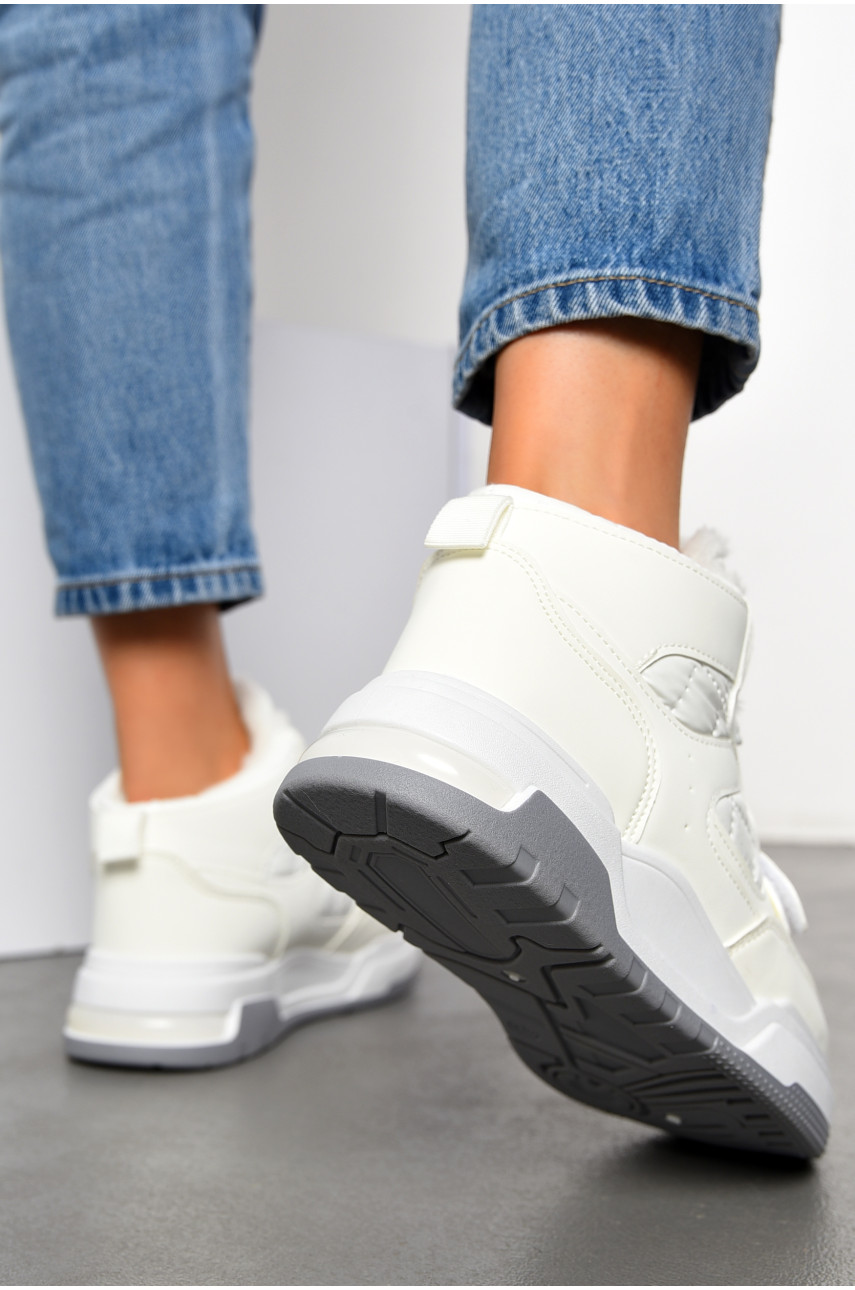 Ботинки женские зимние белого цвета на меху f25-1 194118