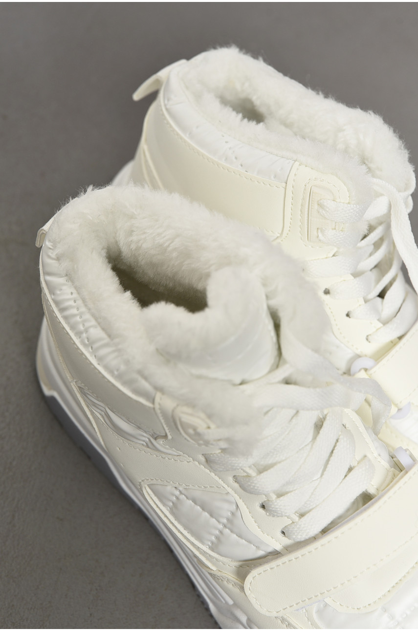 Ботинки женские зимние белого цвета на меху f25-1 194118