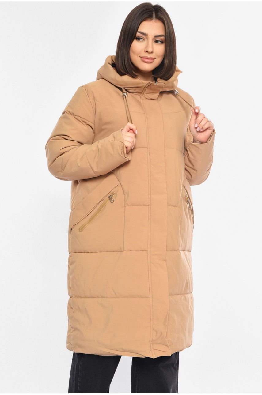 Куртка жіноча зимова темно-бежевого кольору 8808 194123 Куртка жіноча зимова темно-бежевого кольору 8808 194123