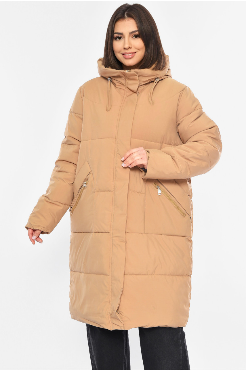 Куртка жіноча зимова темно-бежевого кольору 8808 194123 Куртка жіноча зимова темно-бежевого кольору 8808 194123