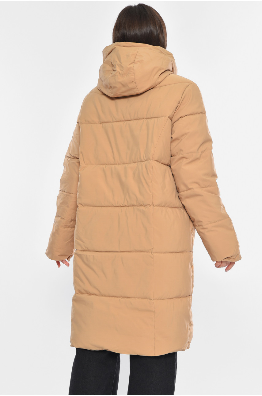 Куртка жіноча зимова темно-бежевого кольору 8808 194123 Куртка жіноча зимова темно-бежевого кольору 8808 194123