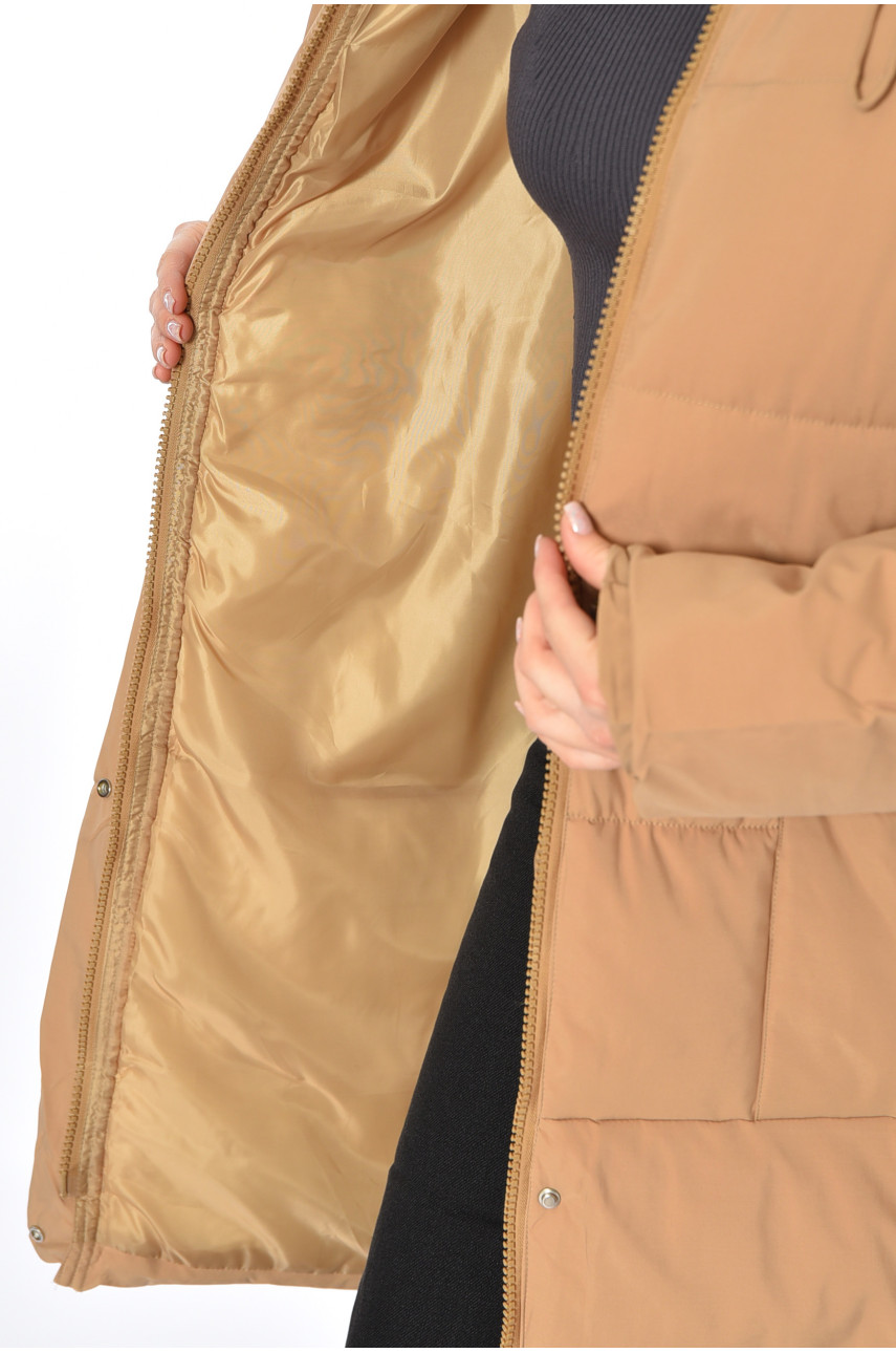 Куртка жіноча зимова темно-бежевого кольору 8808 194123 Куртка жіноча зимова темно-бежевого кольору 8808 194123