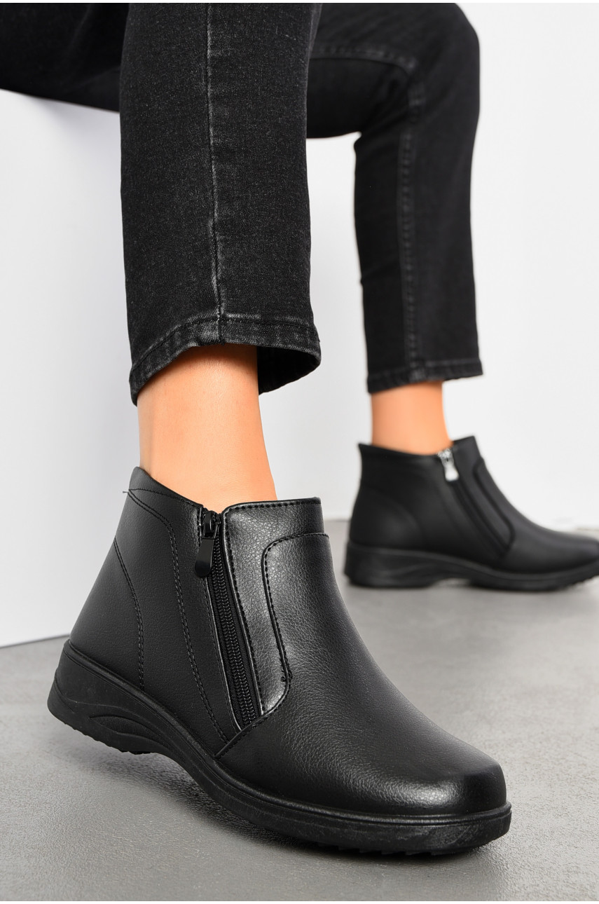 Ботинки женские черного цвета на молнии w3-D23 194133