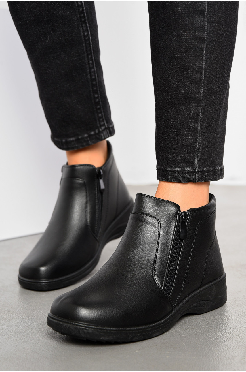 Ботинки женские черного цвета на молнии w3-D23 194133
