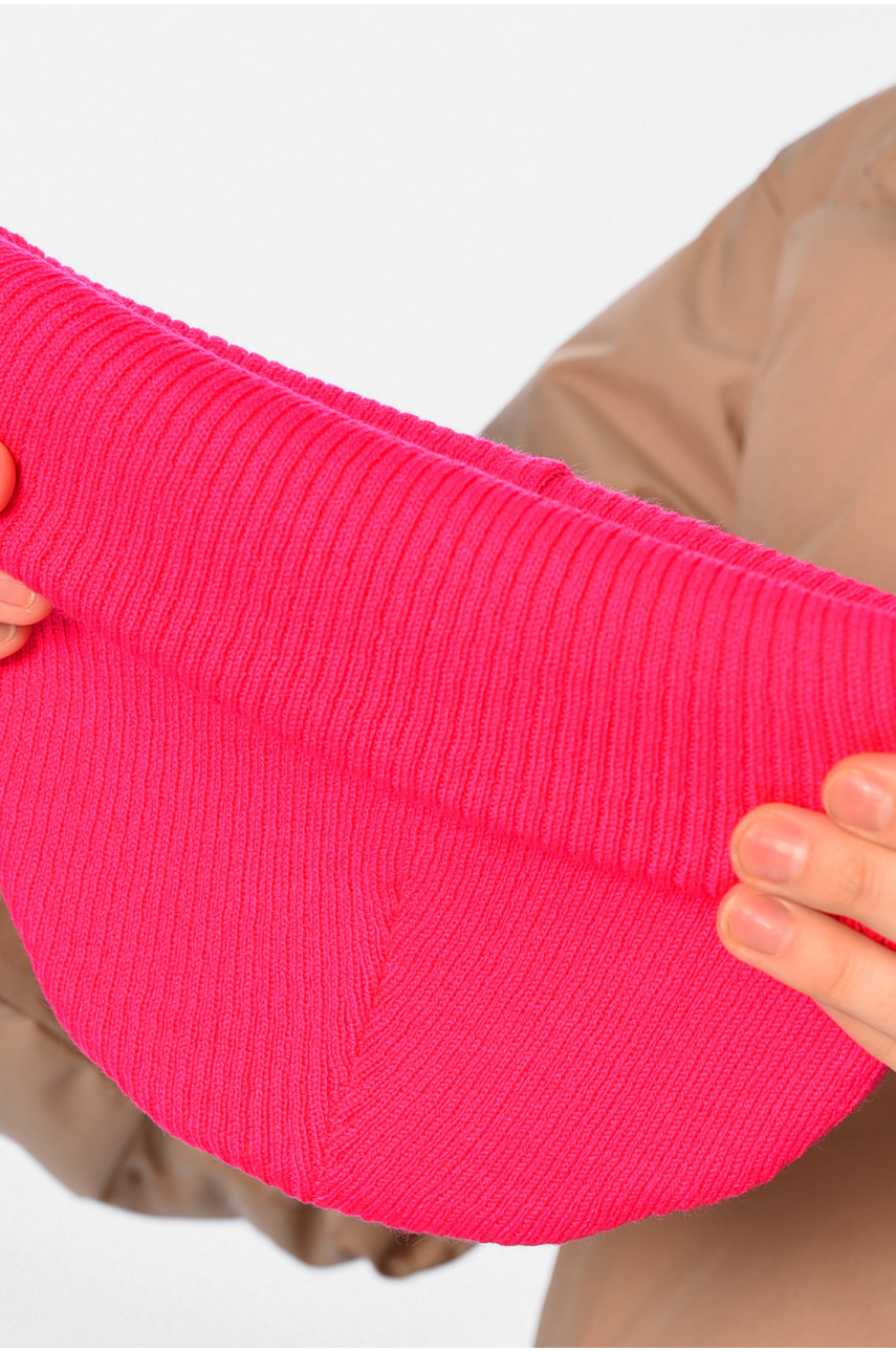 Шапка женская зимняя  однотонная малинового цвета 194134